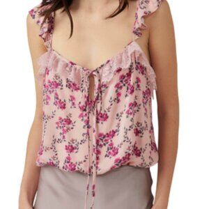 Free People Intimately Take It Away Bodysuit Pink Combo L
